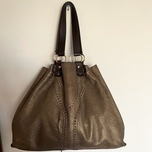Saint Laurent Reversible Brown/Bronze Leather Tote